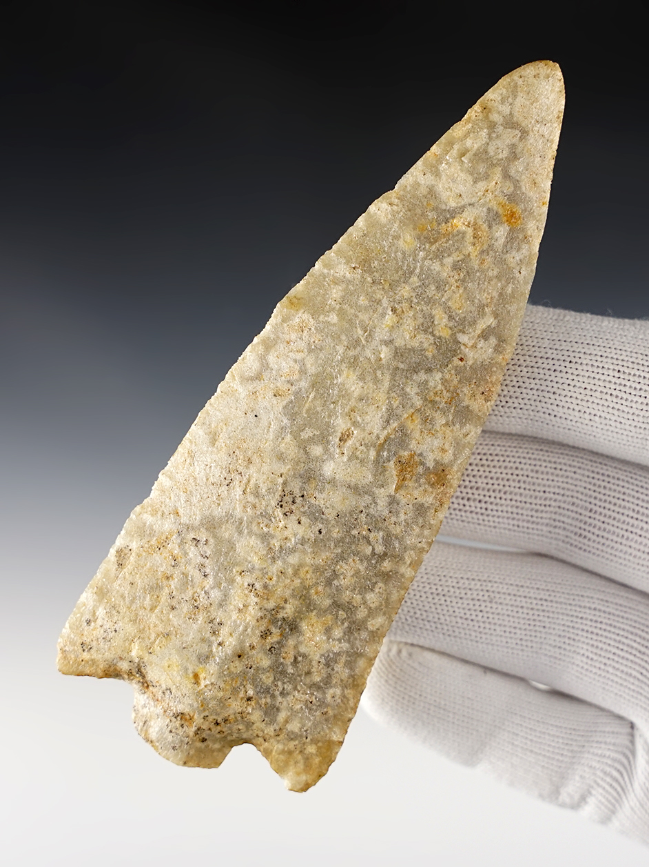 4 15/16" Alabama Stemmed Knife made from Tallahatta Quartz. Comes with a Davis COA.