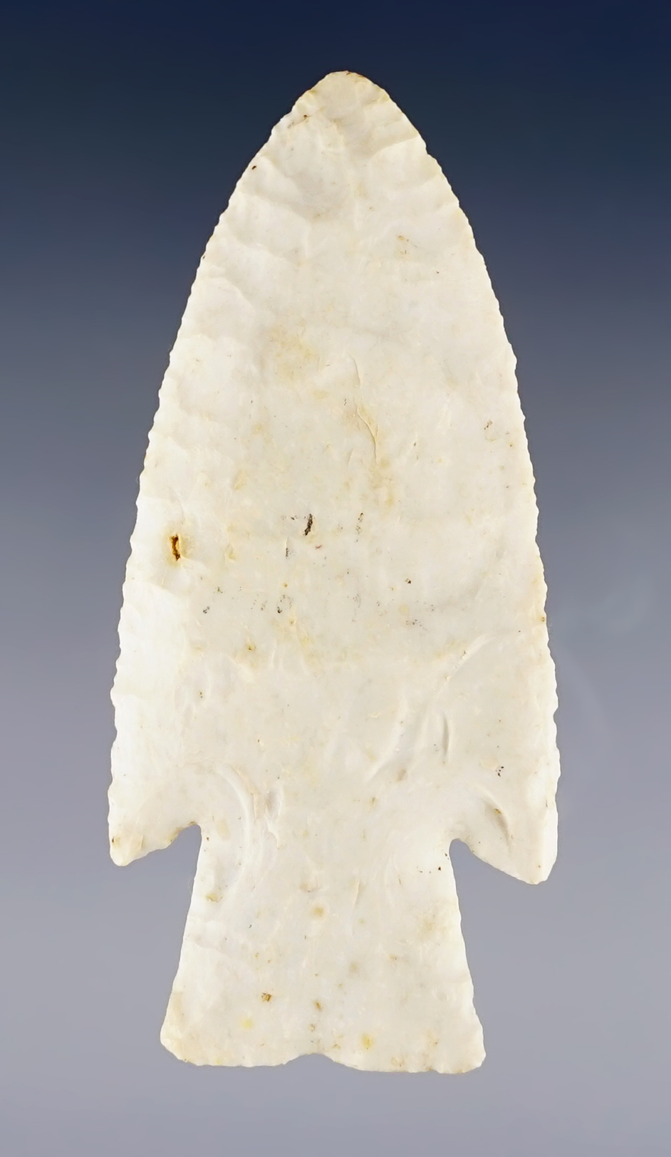 3 3/8" Hardin recovered in Calhoun Co., Illinois. Made from high-grade Burlington Chert.