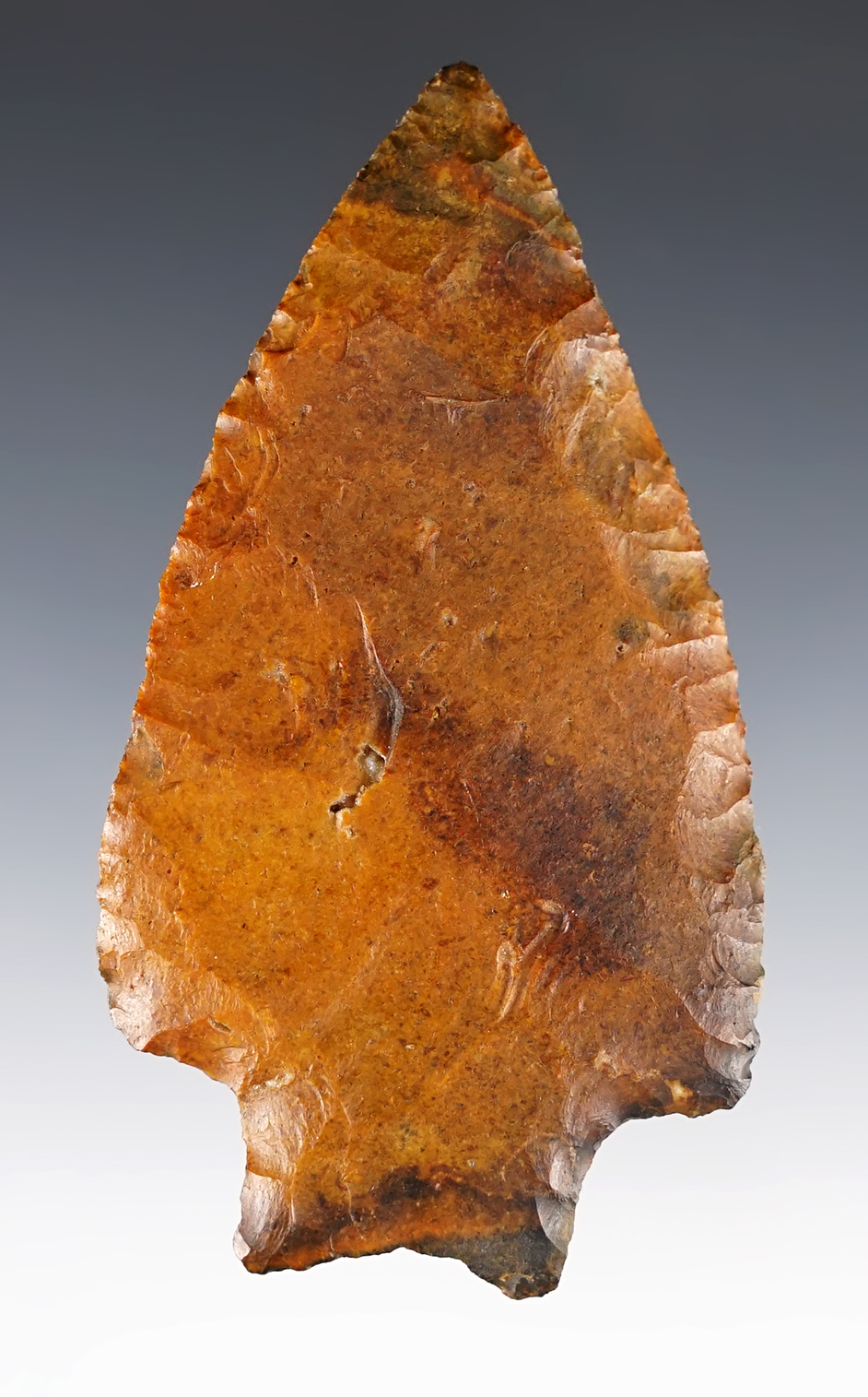 3 13/16" Savannah River made from river stained brown and black Flint. Albany, Georgia. COA.