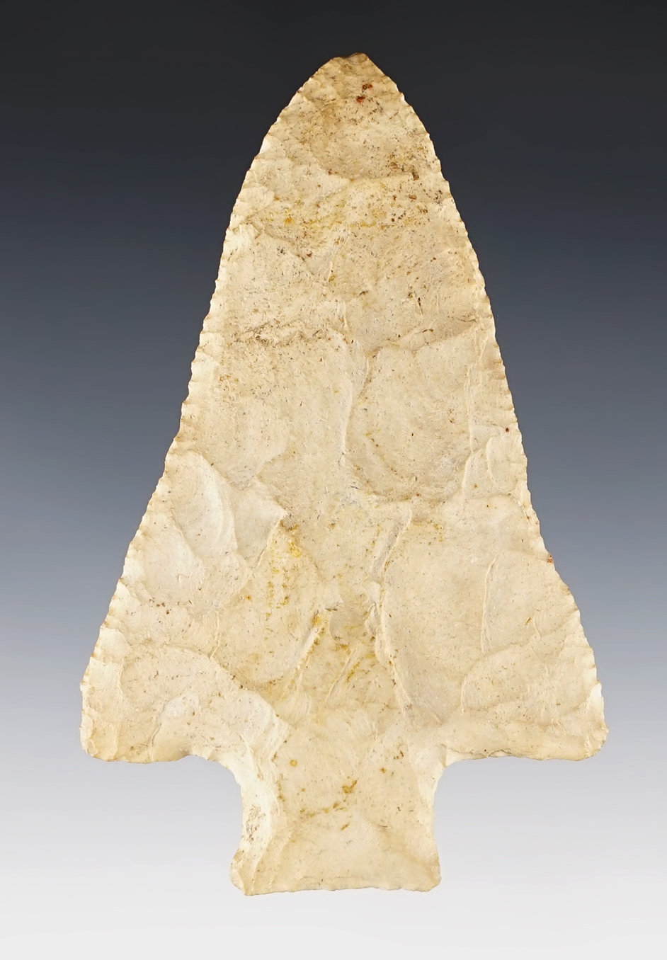 3 13/16" Abbey  from tan Chert. Found in Houston Co., Georgia. Comes with a Bennett COA.