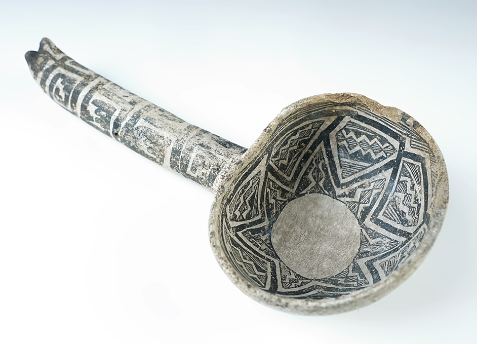 10 1/4" long Anasazi Handled Pottery Dipper. Recovered in New Mexico.