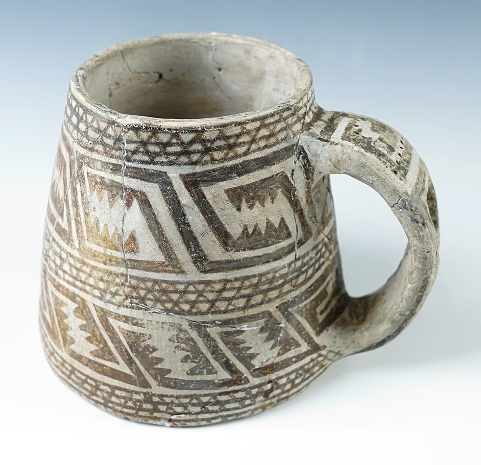 4 1/2" tall by 6" wide Anasazi Handled Pottery Mug. Found in New Mexico.