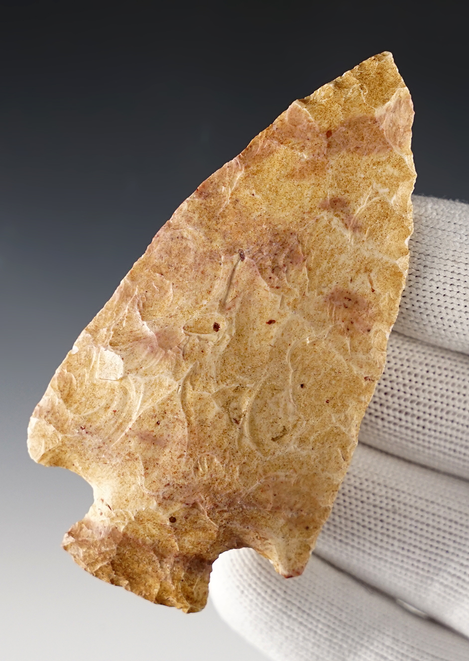 3 3/8" Illinois Hopewell made from heat-treated Burlington Chert. Comes with a Davis COA.