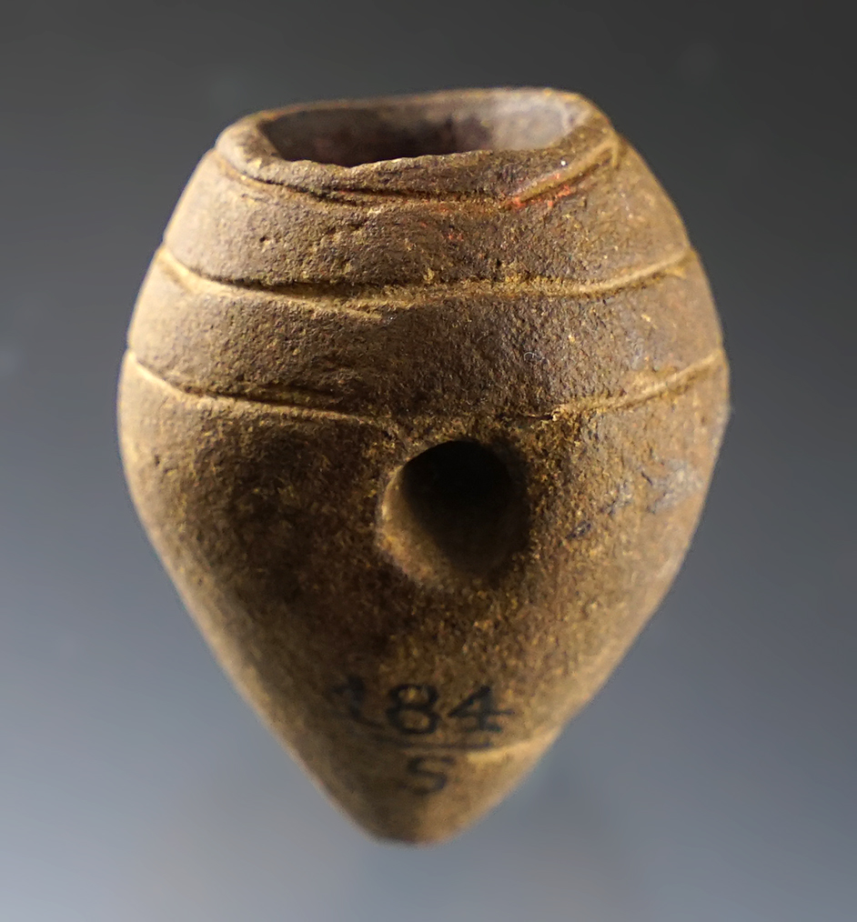 2" tall Vasiform Pipe made from Hardstone. Found in Knox Co., Ohio. Ex. Dr. Gordon Meuser.