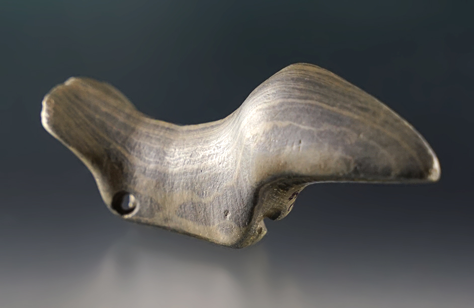3 1/8" long Birdstone with anciently salvaged holes. Found in Hancock Co., Indiana.
