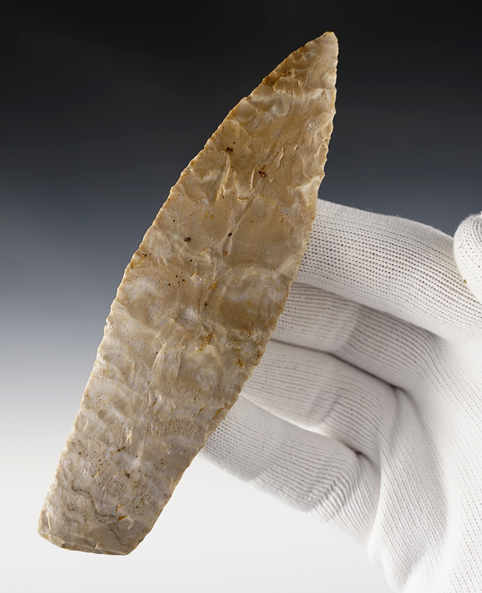 5 7/16" Morse Knife from rare Tyrone (Crab Orchard Chert). Found in central Kentucky. COA.
