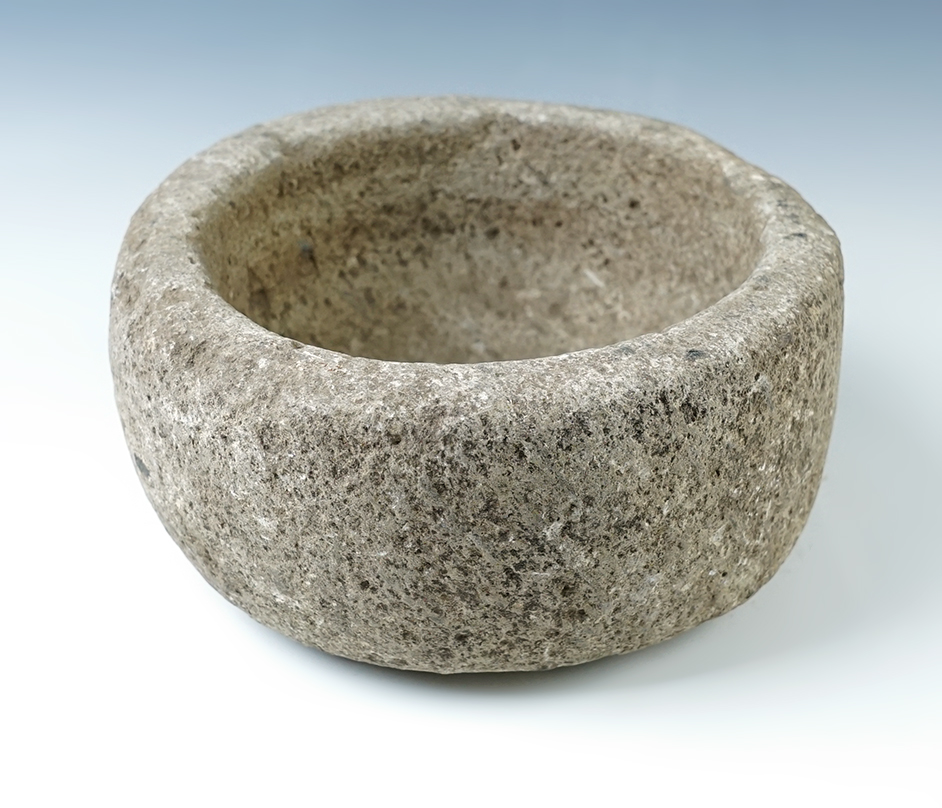 7 1/4" diameter by 3 1/4" tall well made Stone Bowl recovered in the western U.S.