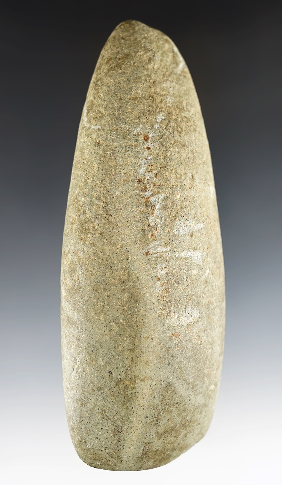 5 7/8" well made Adze with good polish to most of the surface. Found in Lorain Co., Ohio.