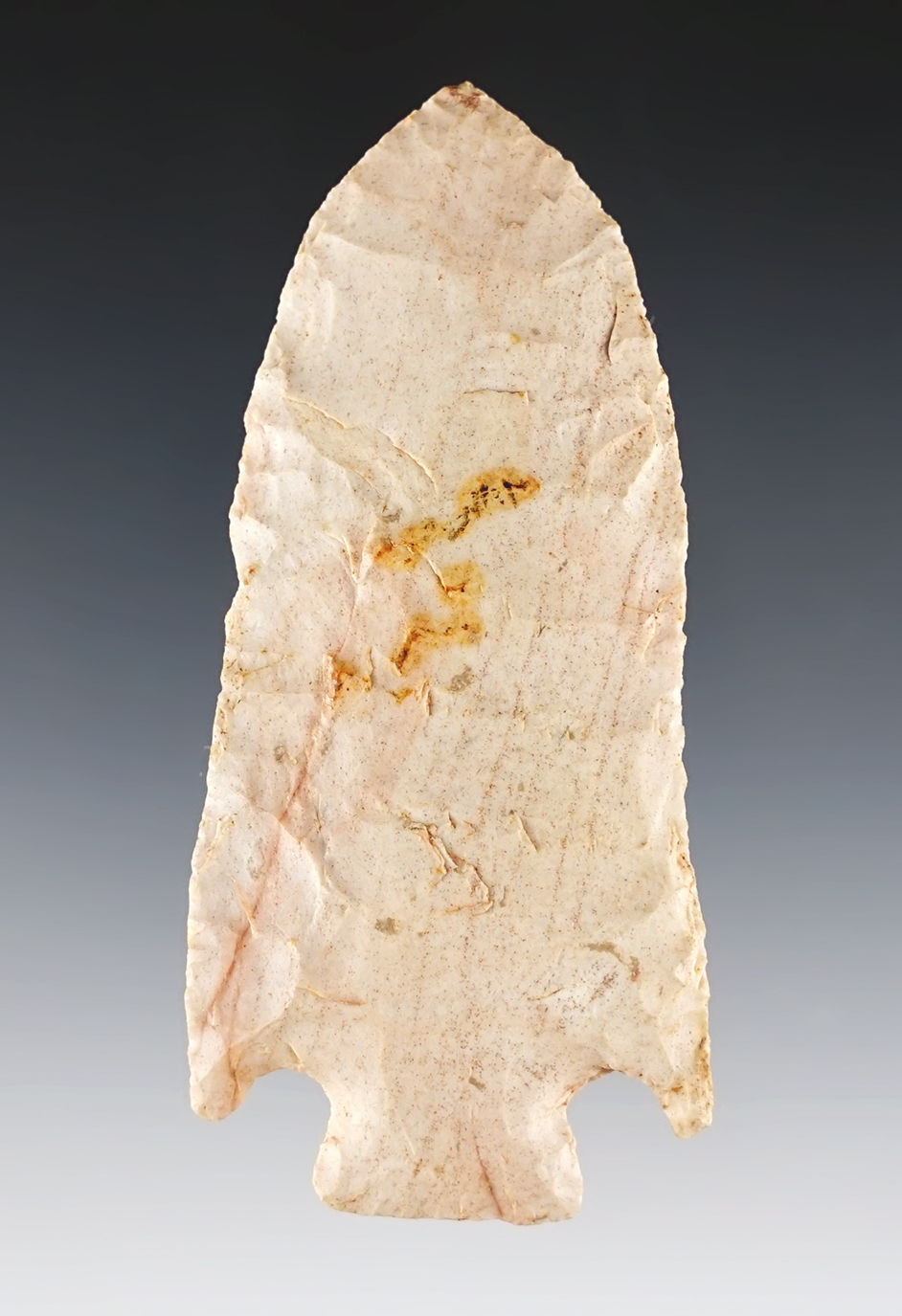 3 1/8" Ohio Broadblade made from pink Nethers Flint. Ex. Dean Driskill, Fred Fisher.