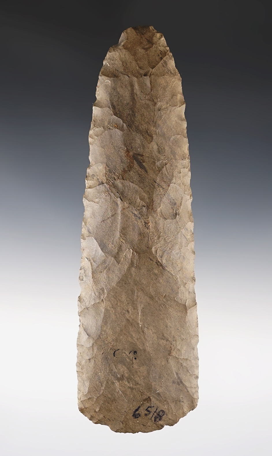 6 5/8" Adze made from brown Dover Chert. Found in Tennessee. Comes with a Davis G-9 COA.