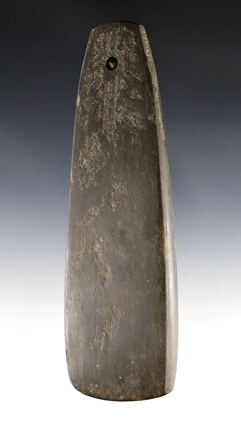 Fine 5 1/2" Ohio Pendant with nice polish. Made from dark gray Slate.