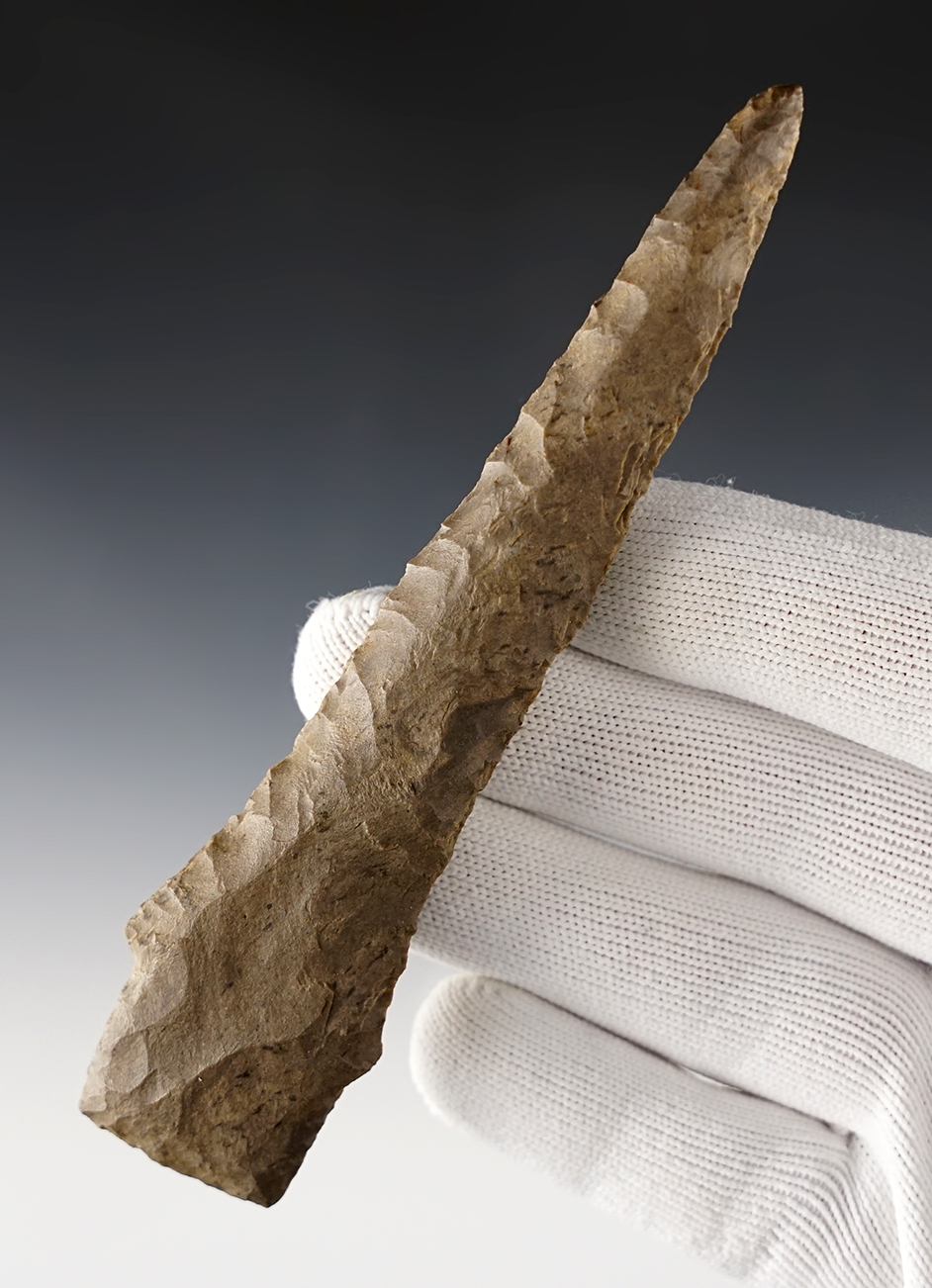 5 1/16" Elk River found in Graves Co., Kentucky. Made from patinated Dover Chert. Dickey COA.
