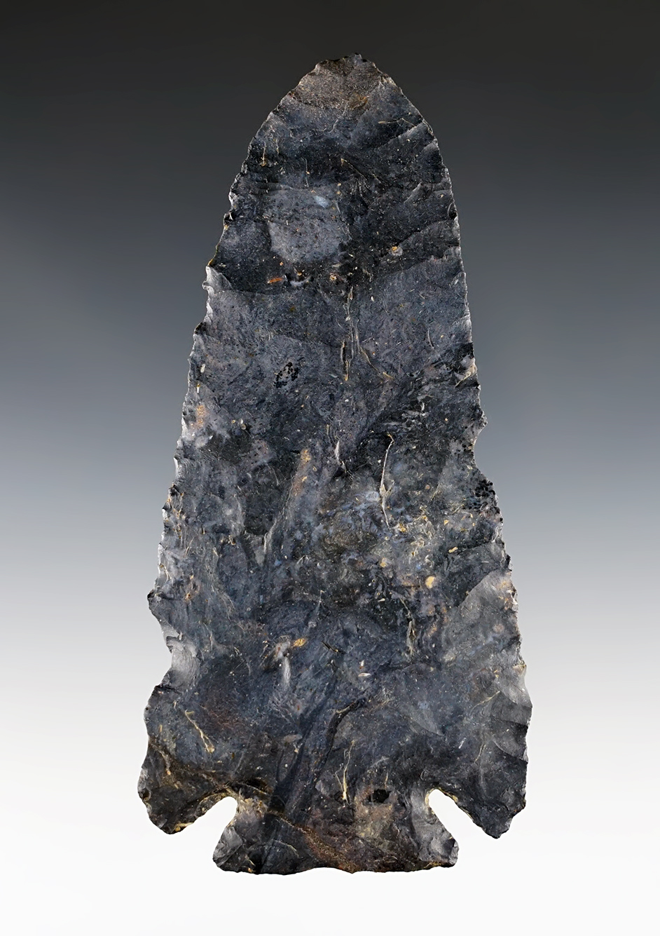 4 1/2" Archaic Cornernotch found in Ohio and made from Coshocton Flint.