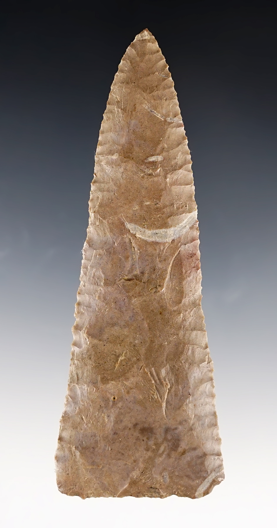4 3/16" Knife Blade from Ft. Payne Chert. Part of cache - Harpeth Site in Stanfield, Tennessee.