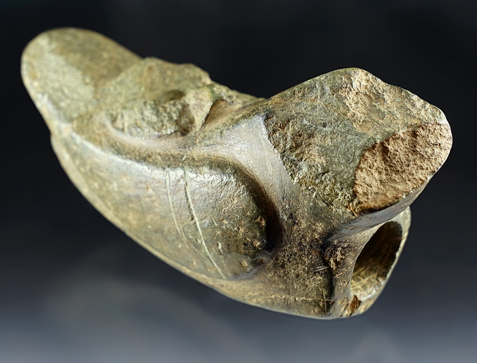 7 1/8" Steatite Great Pipe found in Greene Co., Tennessee in 1985. Made from Steatite.