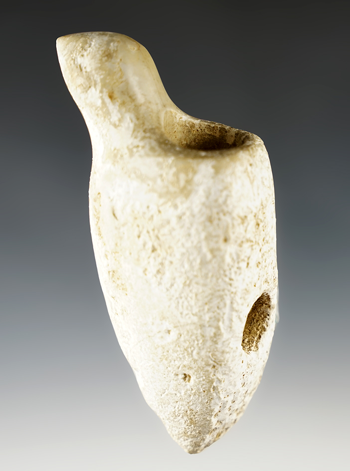 4" Avian Effigy Pipe made from Cave Onyx.  Found by Darrell Coffee in Greene Co., Tennessee.