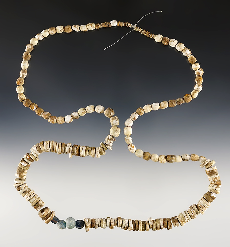 28" Shell and Trade Bead Necklace found in Greene Co., Tennessee. Found with lots 90 & 91.