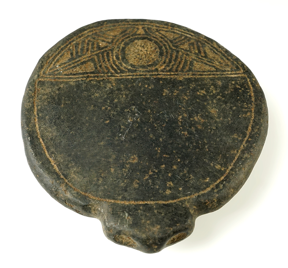 9" x 7" Ritual Stone Duho made from black Hardstone. Recovered in Hispaniola. COA's.