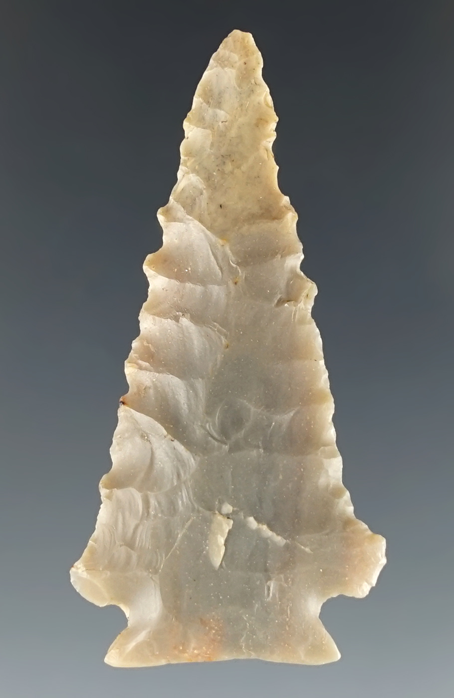 1 15/16" miniature Decatur Fracture-Base made from translucent high-grade flint. Ohio/KY area