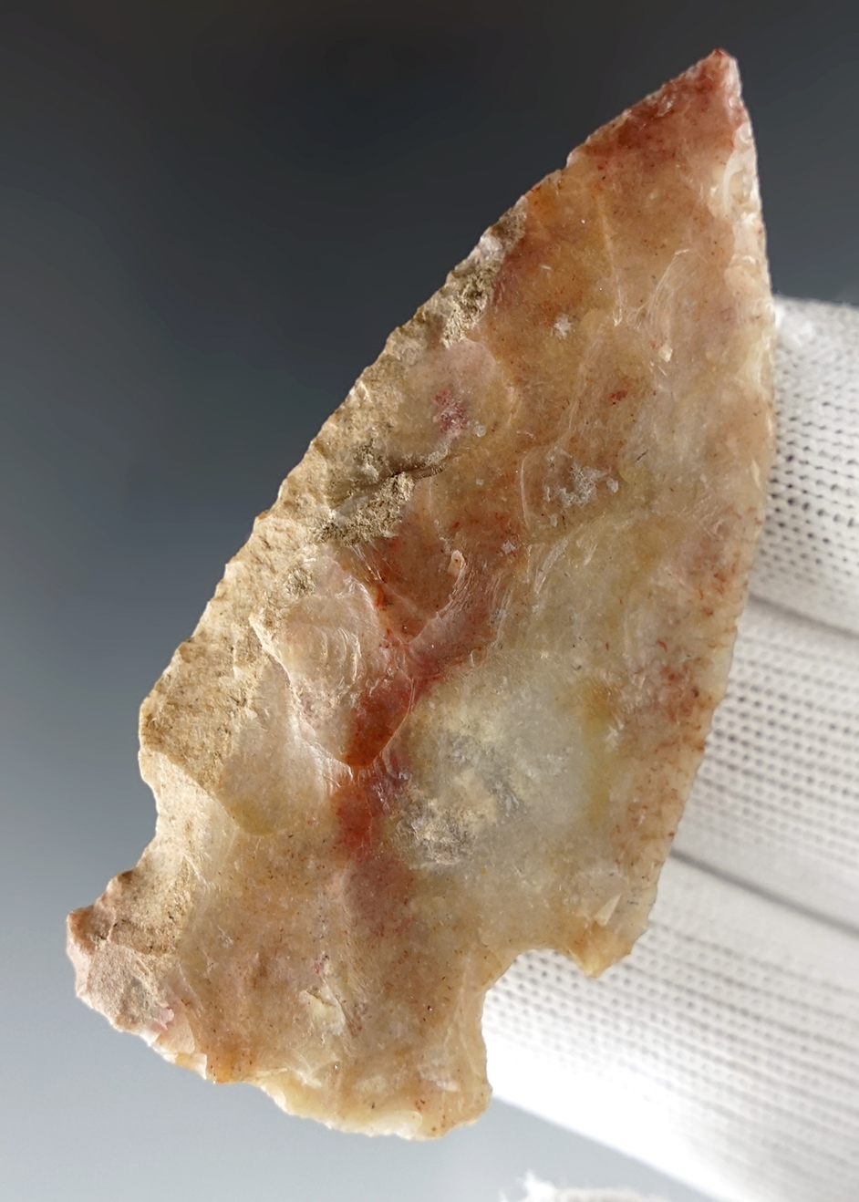 Beautful material on this 2 3/4" Hopewell found in Miami Co., Ohio.