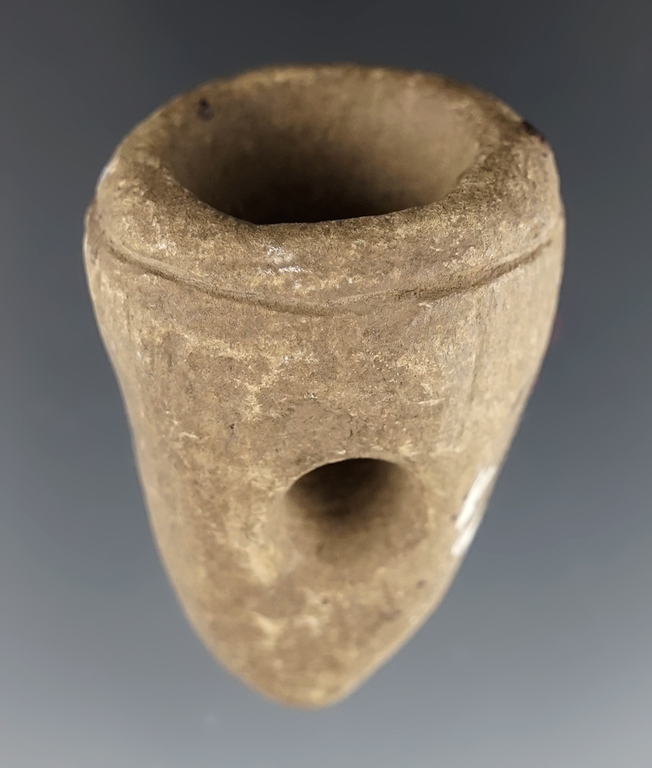 1 13/16" x 1 5/16" Ft. Ancient Vase Pipe made from patinated Sandstone - Southern Ohio.