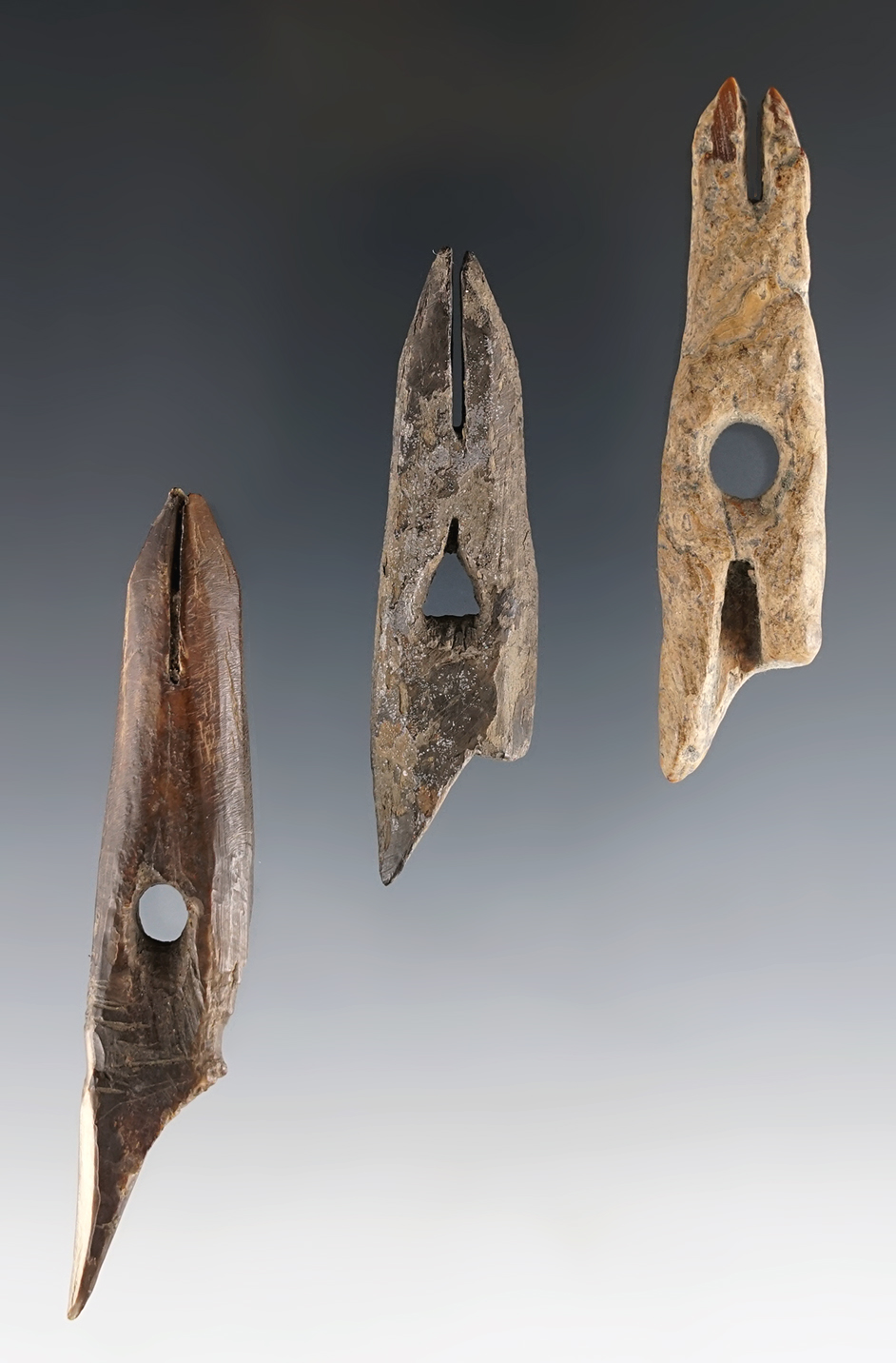 Set of 3 Harpoon Tips found in Alaska. The largest is 3 1/8".