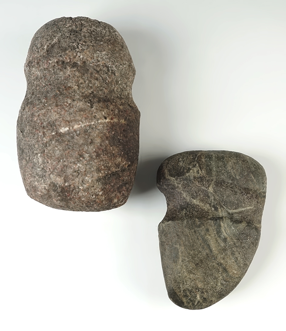 Pair of artifacts including a 5 1/8" full grooved Quartz Maul found in Madison County Ohio.