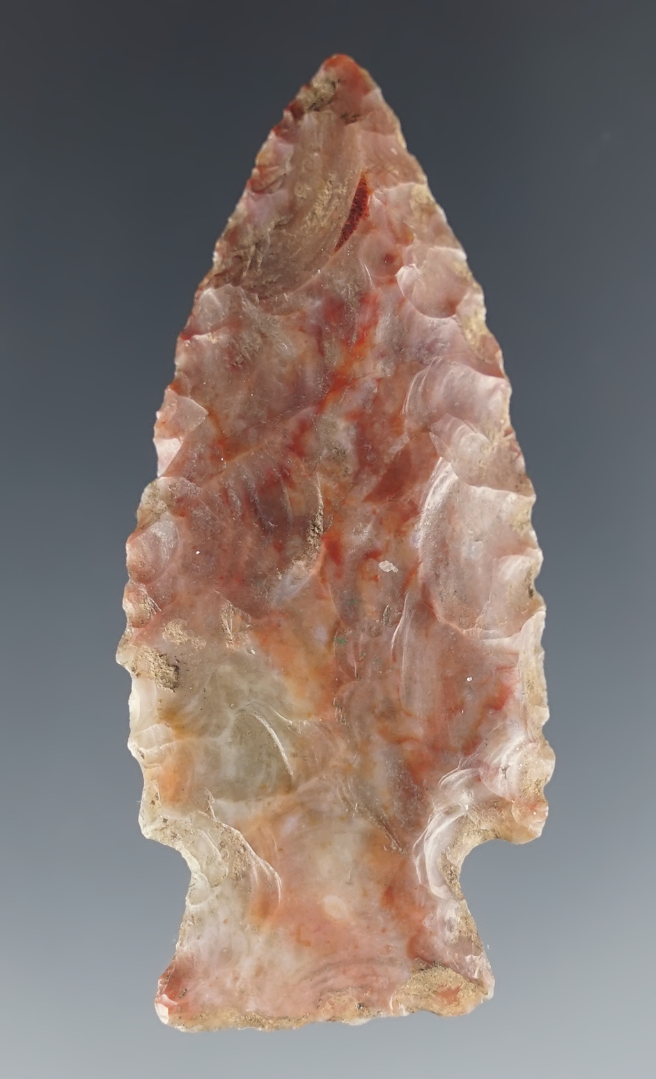 2 7/16" Cornernotch found in Miami Co., Ohio. Made from high-grade semi-translucent Flint.