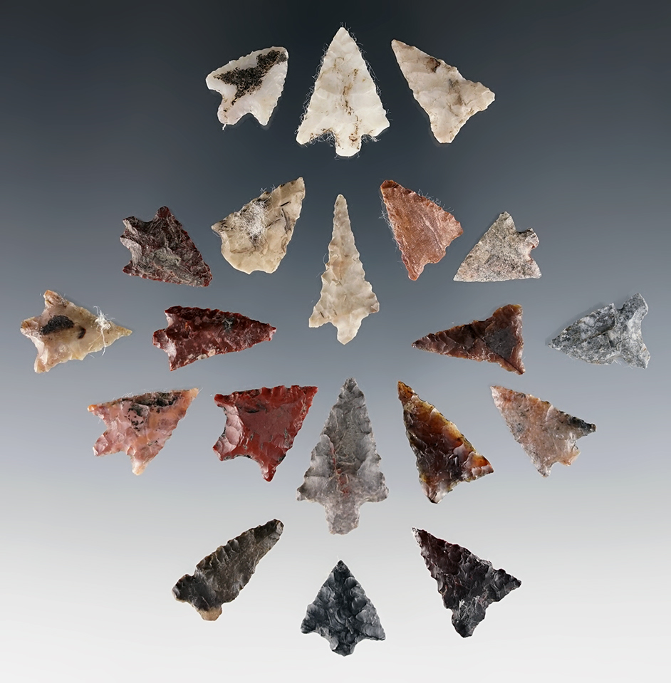 Set of 20 Gempoints found in Clackamas Co., Oregon. The largest is 1 1/16".