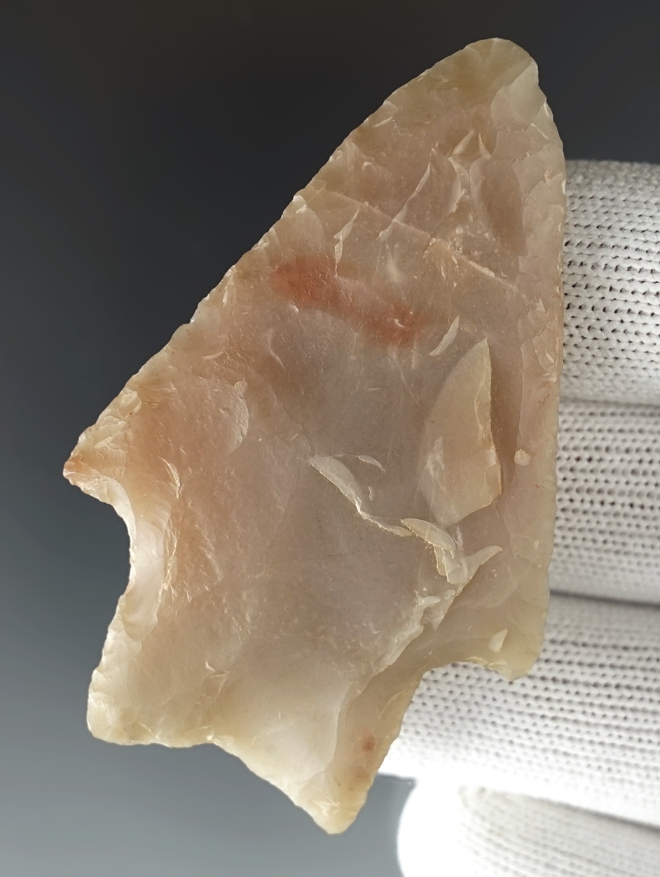 2 5/8" Johnson Point made from patinated Novaculite. Recovered in Arkansas.