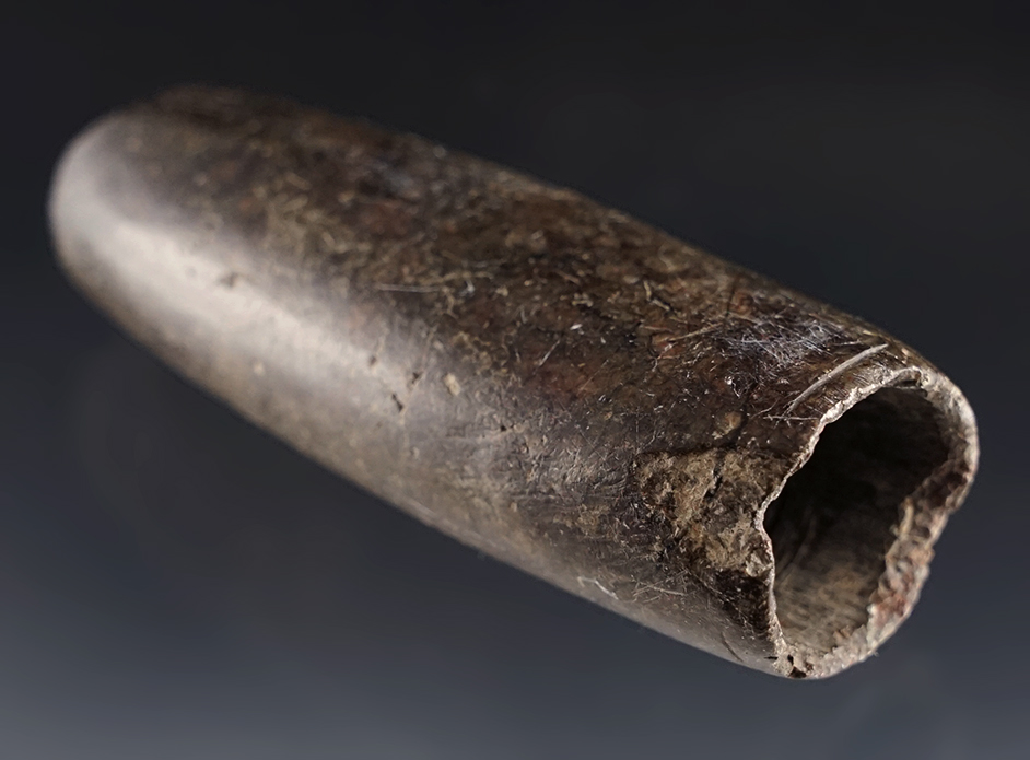 3 1/2" well patinated Tube Pipe made from Chlorite. Found in Ohio.