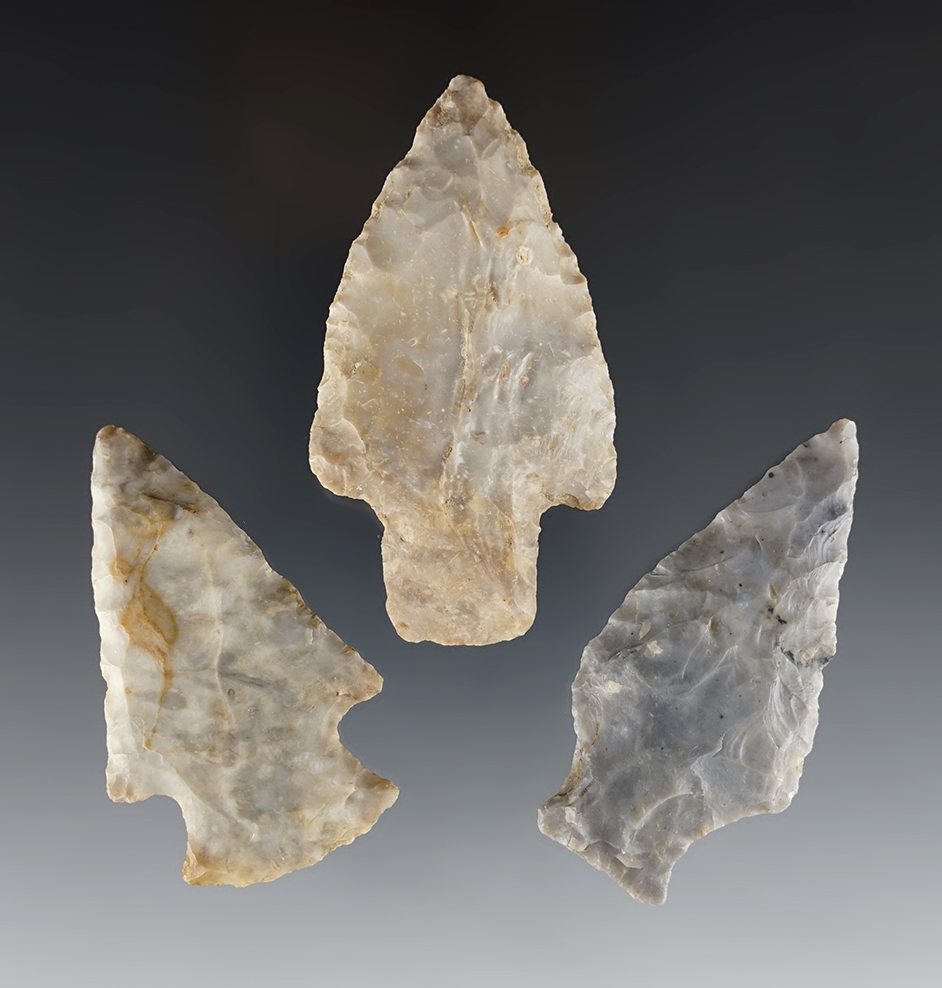 Set of three Ohio points including an Ashtabula, Hopewell and an Adena. All  in nice condition.
