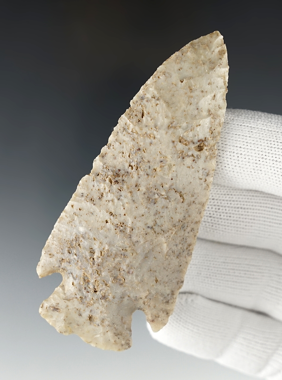Nice 3 3/8" Notch-Base Cornernotch Found in Randolph Co., Illinois.