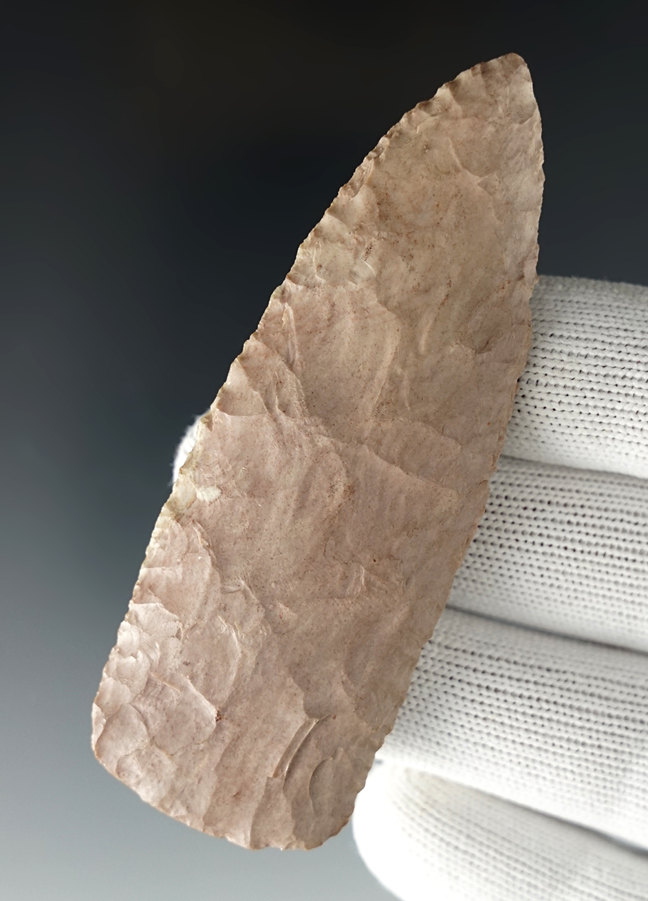 3 1/2" Archaic Knife made from nicely colored heat treated Buffalo River Chert. Dickey COA.