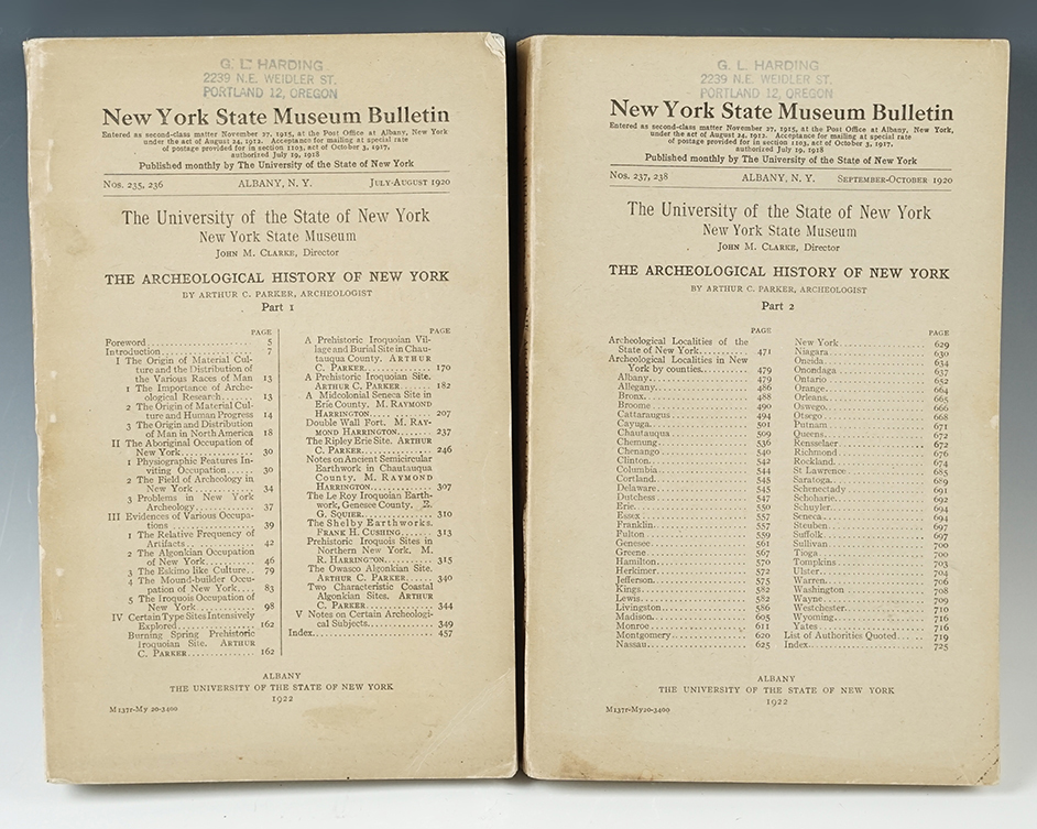 Very old two volume set of "Archaeological History of New York" from 1920. Softcover.