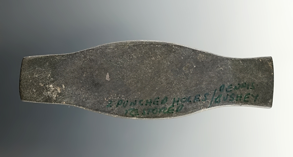 Miniature 3 1/4" Tie-on Atl-atl Weight recovered in Summit Co., Ohio. Minor restoration.
