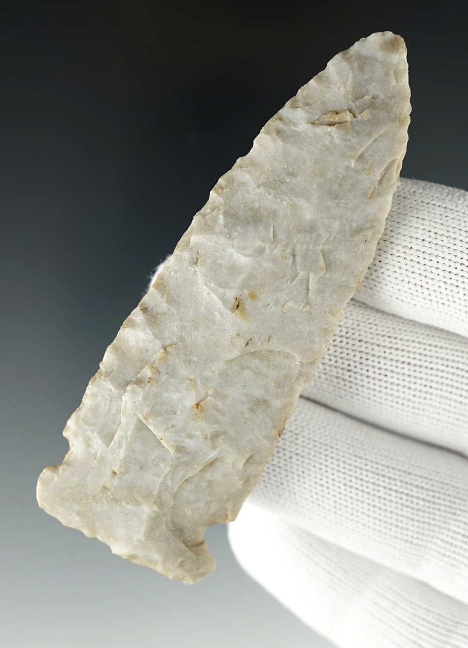 3 3/8" Ohio Sidenotched Knife made from Flint Ridge Flint.