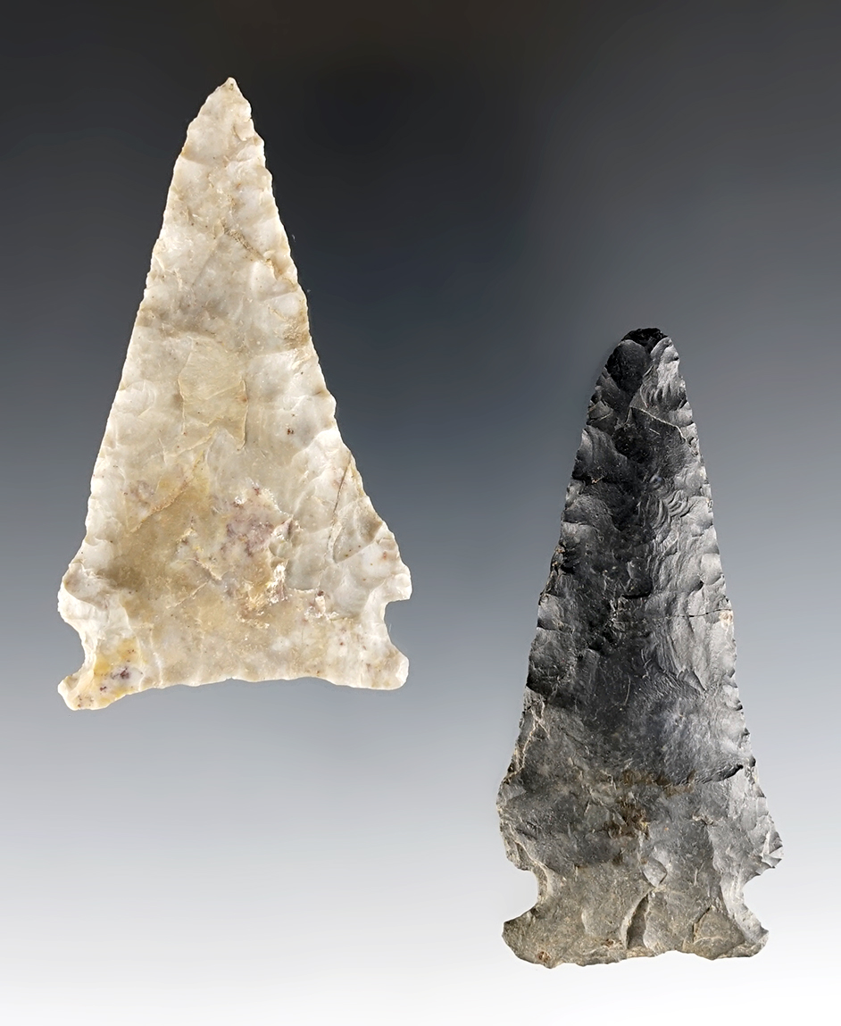 Pair of nicely made Ohio Meadowood points in excellent condition. Coshocton Flint.