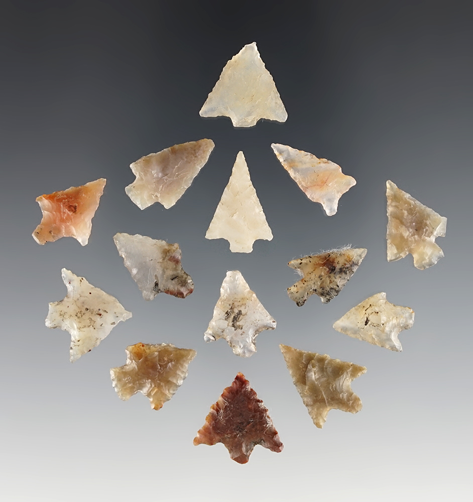 Set of 14 nicely made Gempoints found in Clackamas Co., Oregon. The largest is 13/16".