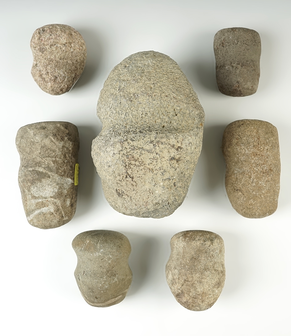 Group of 7 Hammerstones found in various Ohio counties. The largest is a 5 1/2" .