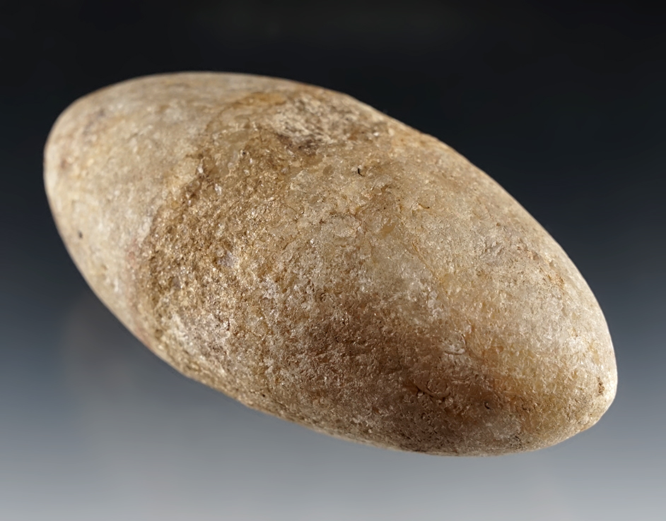 5 1/4" Grooved Club Head recovered - Plains area. Made from patinated Quartz. Bennett COA.