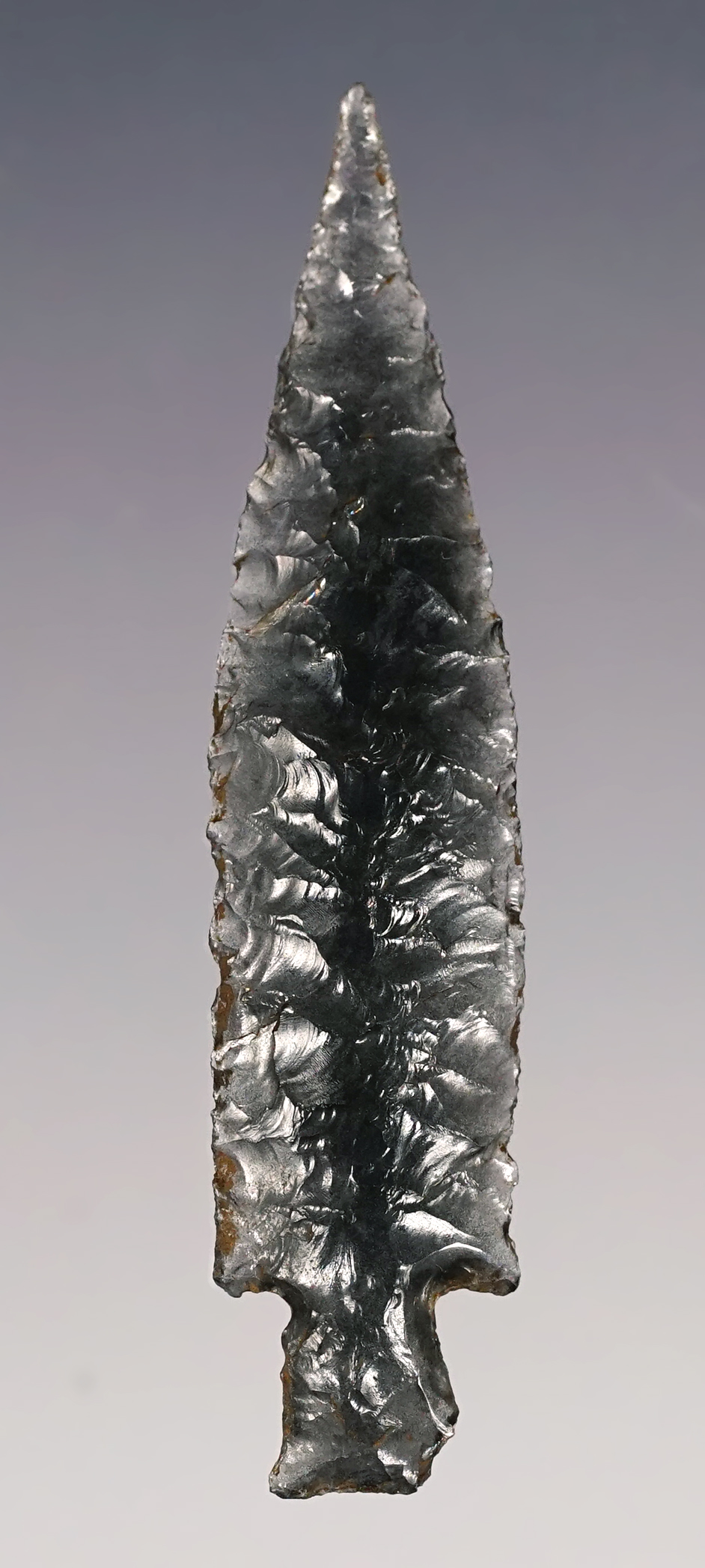Excellent flaking on this 1 3/4" Obsidian Dagger Gempoint found near the Columbia River, OR.