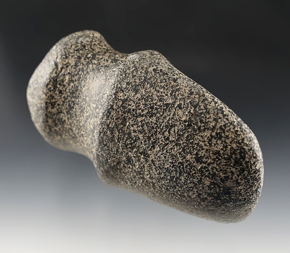 5" long Full Groove Indiana Axe made from polished Granite. Bit is rounded from ancient use.