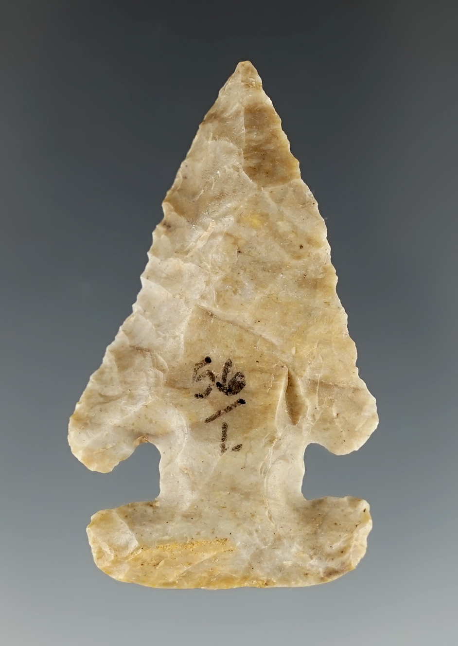 Superb 1 15/16" miniature Archaic Thebes that is steeply beveled. Flint Ridge Flint. Ohio.