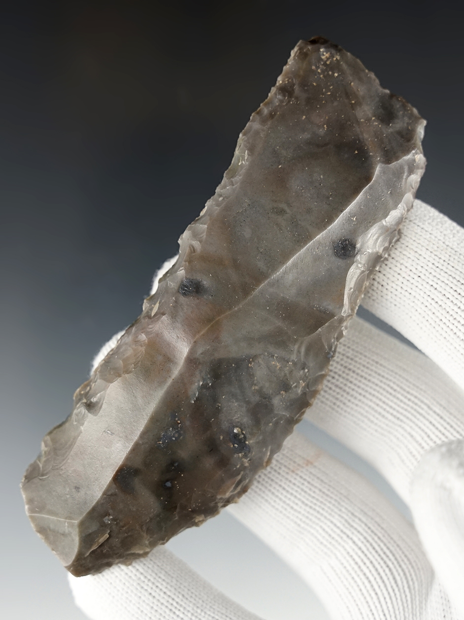 Exceptional 4" classic Paleo Uniface Knife made from Sonora Flint. Found in Switzerland Co., IN