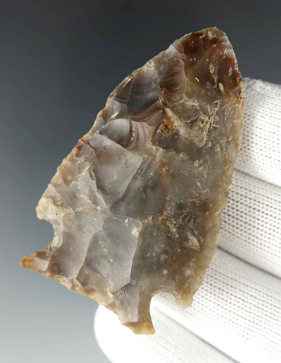 Translucent 2 9/16" Ohio Cornernotch made from nicely colored Flint Ridge Flint.