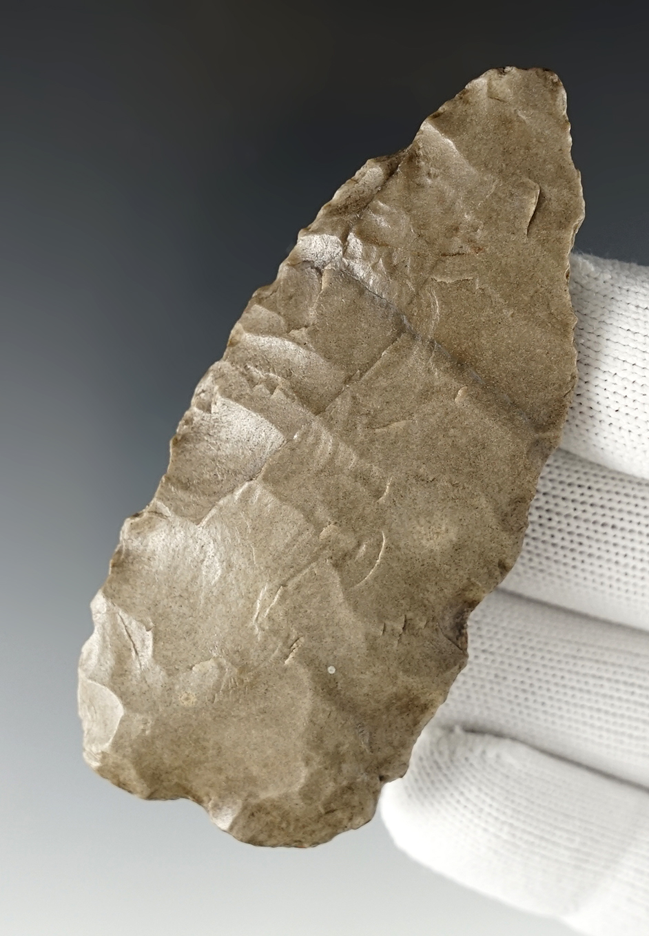 3 1/4" Rare Haw River made from brown chert. Found in Kentucky. Comes with a Rogers COA.
