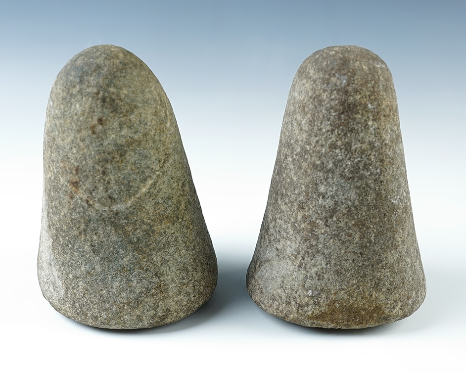 Pair of stone Pestles in nice condition recovered in Ohio. Largest is 5".
