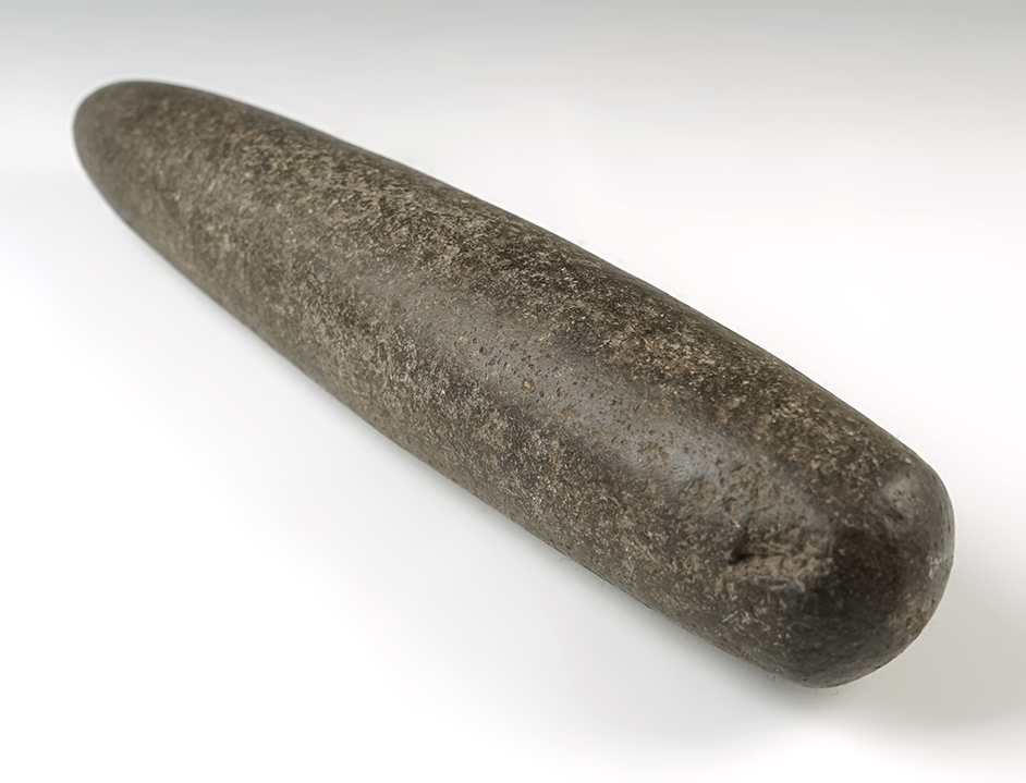 11 3/4" nicely polished Hardstone Roller Pestle found in Colorado. Ex. Knowlton. Bennett COA.