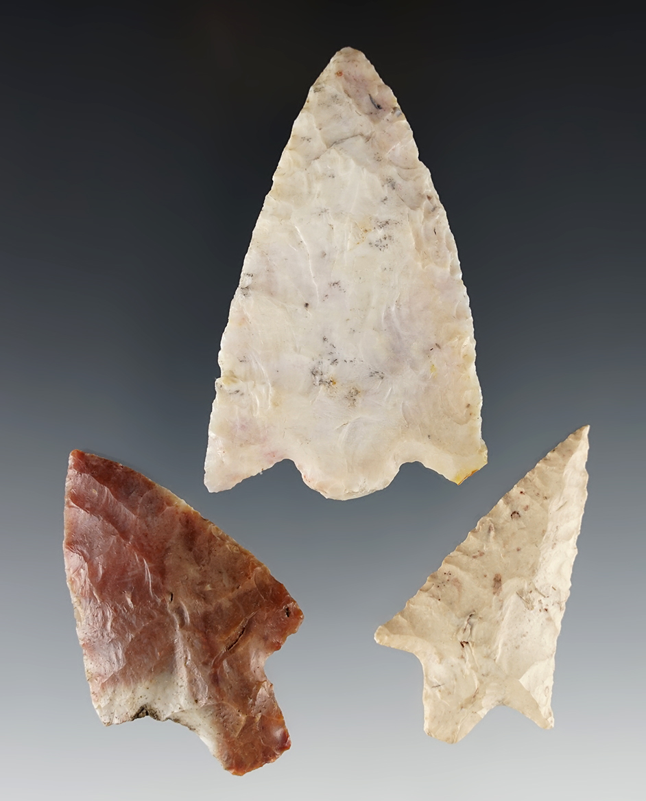 Set of three nicely made Florida points. The largest is 2 3/4".